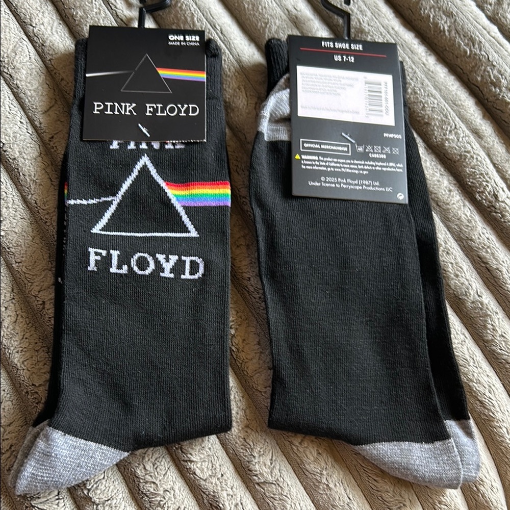 NWT Officially Licensed Pink Floyd Socks One Pair Unisex Size US 7-12
